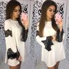 Elegant Solid Color Lace Stitching Dress For Women Perfect For Casual Outings