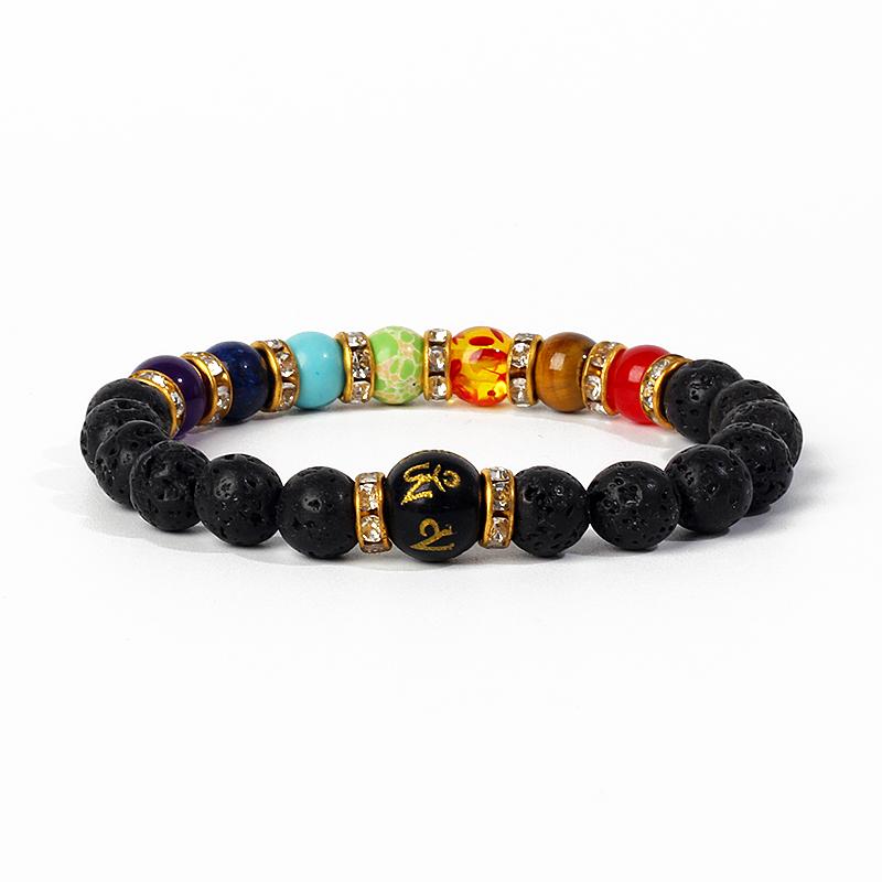 7 Chakra Diffuser Bracelets Men Women Natural Lava Stone Crystal Healing Anxiety Jewelry Mandala Yoga Meditation Bracelet Gift