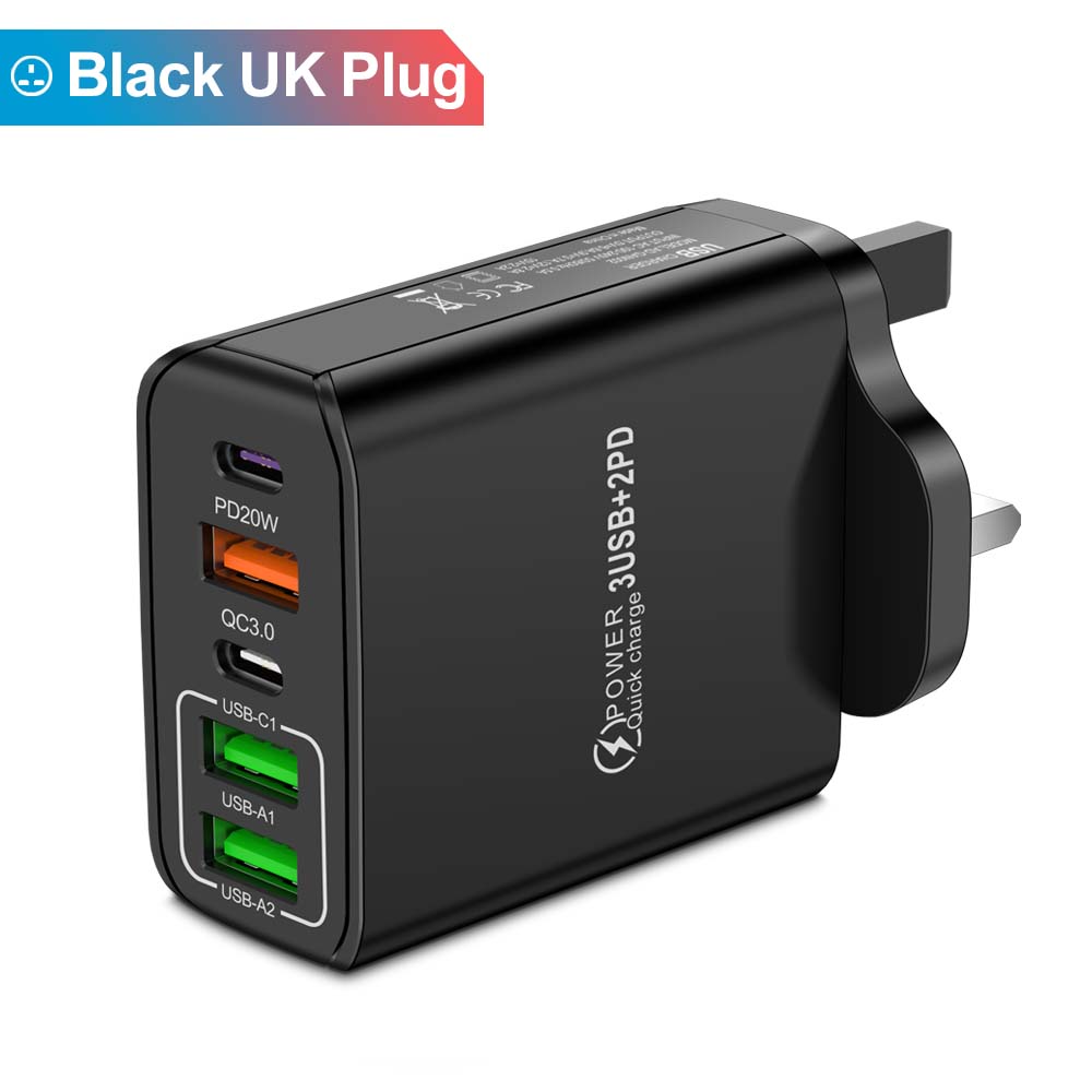 80W USB Charger PD Fast Charging Type C Mobile Phone Adapter For iPhone 15  Quick Charge EU/US/UK Plug Wall Charger