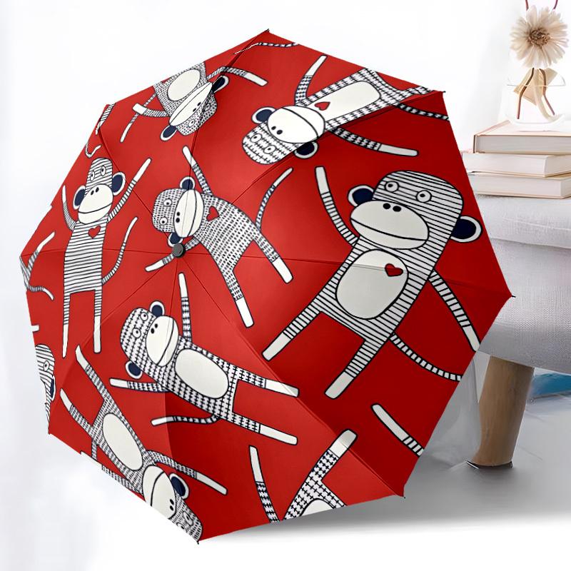 

1pc Monkey Pattern Automatic Folding Umbrella - 8-Rib Durable Iron Frame, Compact Portable for Daily Travel yy251205046