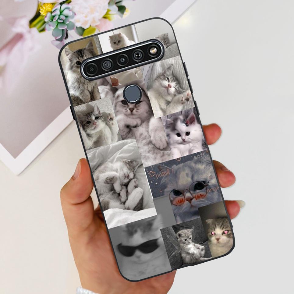 For LG K61 / Q61 / K62 / Q62 Case 2020 Fashion Back Cover Coque Flower Cartoon Animals Dragone Soft TPU Black Silicone Bumper