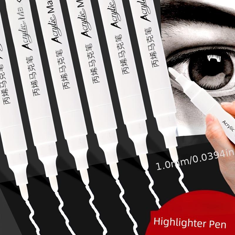 15pcs White Acrylic Marker Pens - Waterproof, Quick-Dry Art Markers for Drawing, Sketching, and Coloring, Sleek White Markers
