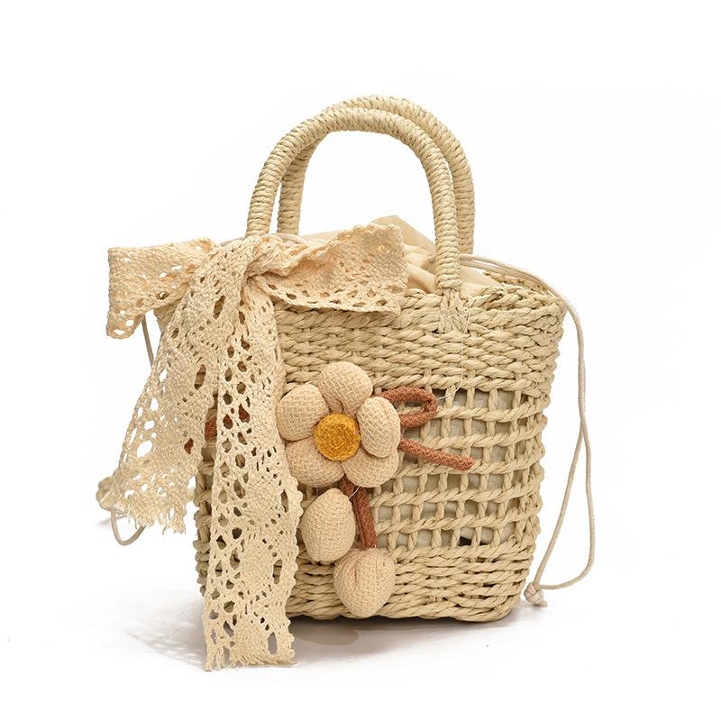 Handgjorda Vävda Väskor Semester vid Havet och Casual Handväskor Damers Textur Nisch Liten Grönsakskorg Crossbodyväskor Kvinnor