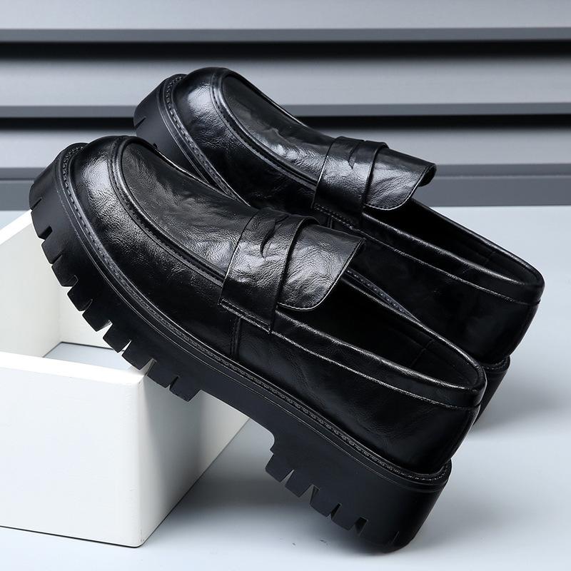 Paris platform derby shoes men's sense of high-end increased casual leather shoes British commuter breathable dress big head loafers