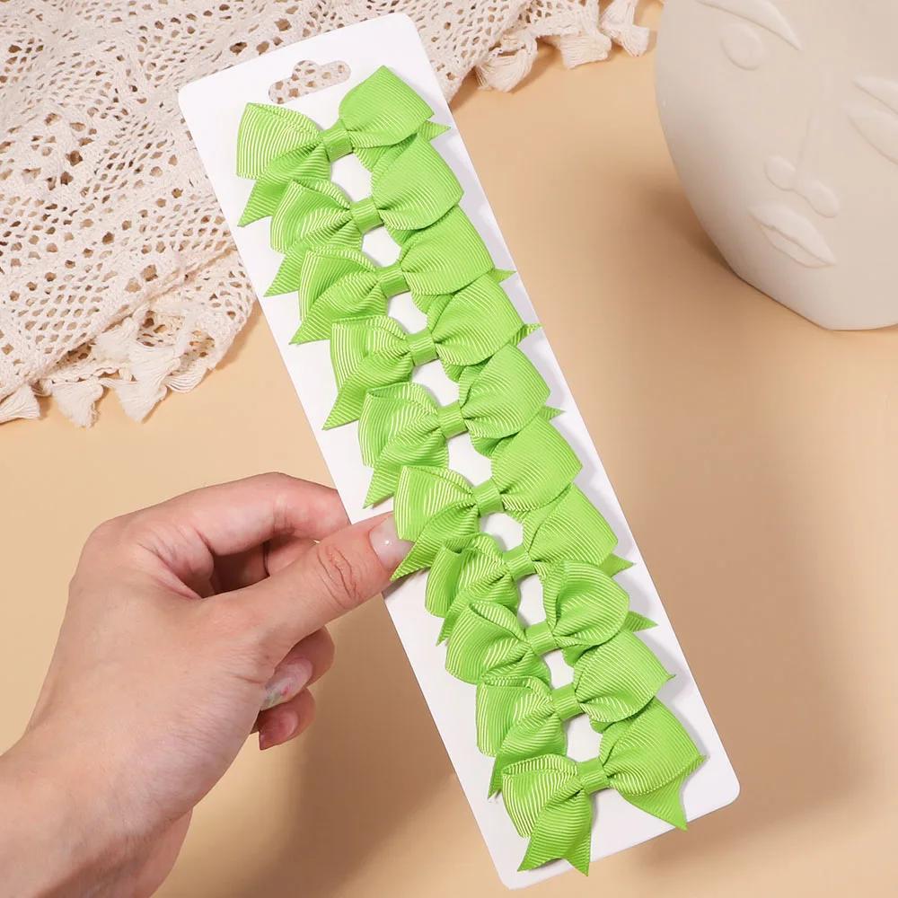10Pcs/Set Solid Color Grosgrain Ribbon Hairpins for Kids Bows Hair Clips Boutique Handmade Headwear Girls Baby Hair Accessories