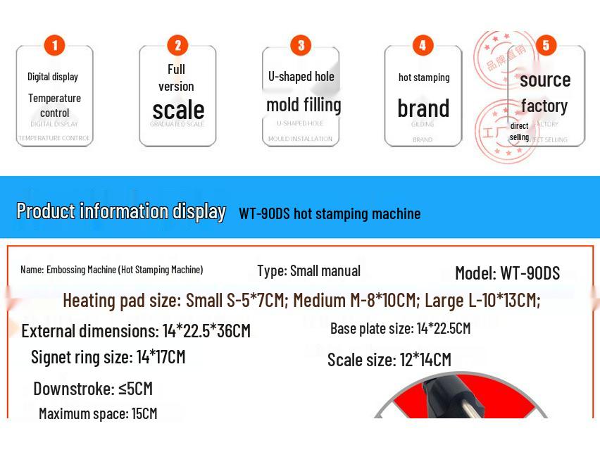Kompaktowa Ręczna Maszyna do Hot Stampingu i Tłoczenia Folii na Gorąco do Skóry i Papieru