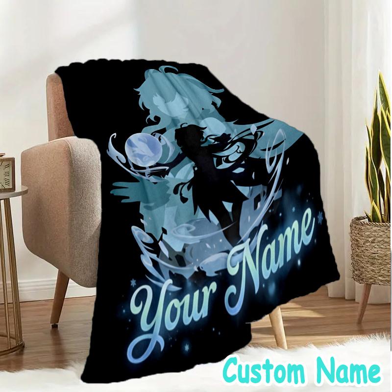 Custom Name Genshin Throw Blanket - Perfect for Couch, Bed, Office, and outdoor Travel - Ideal Gift for Christmas & Holidays
