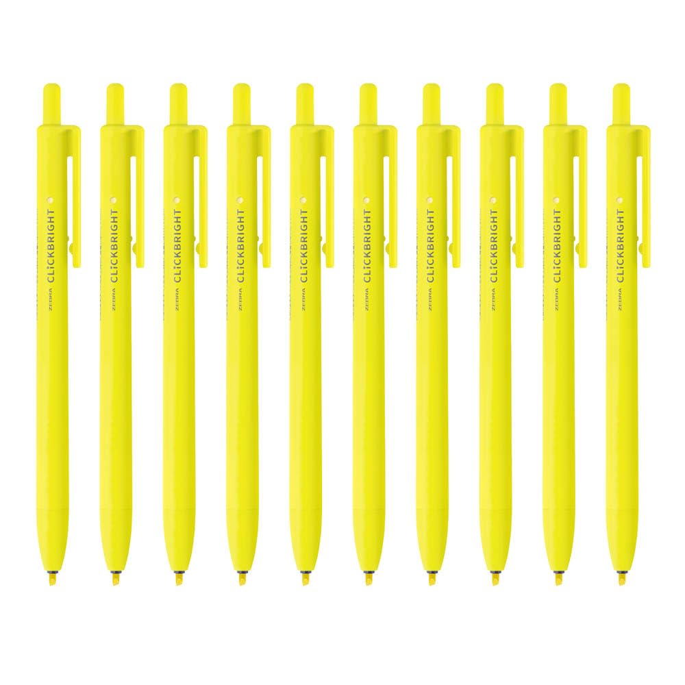 Zebra Click Bright Highlighter 10 Pen, Yellow, pens, B-WKS30-Y