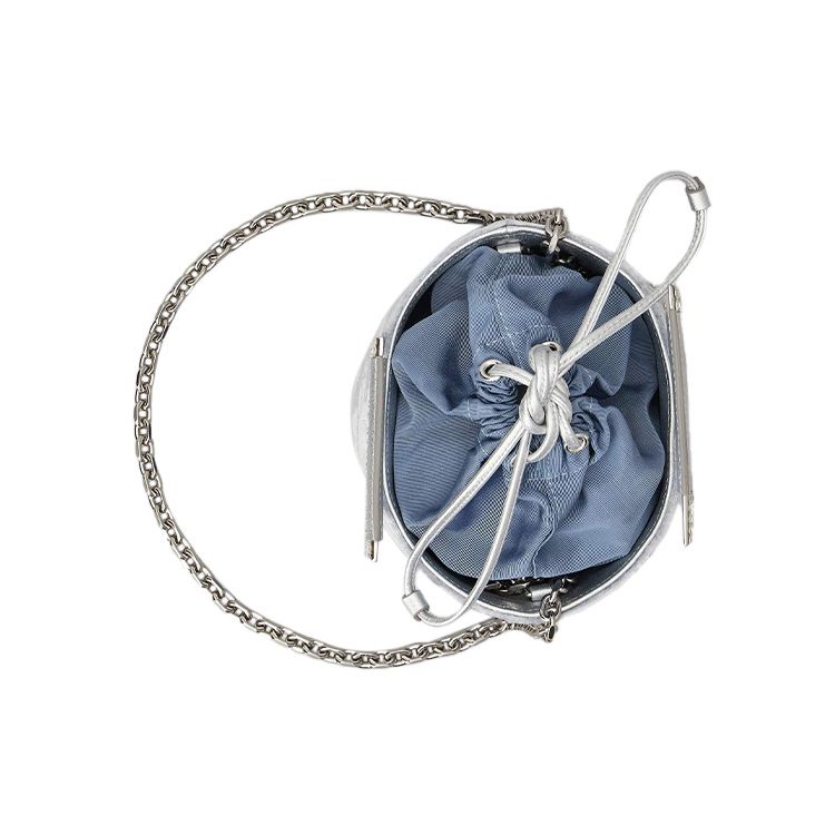 Roger Vivier RV Strass Constellation Letter Handle Rhinestone Decor Velvet Bucket Bag Mini Women bags Light-Blue RBWANNKN100QEG4640