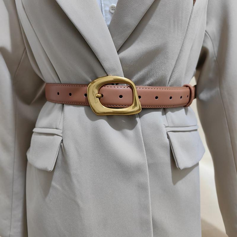 Black Simple Leather Womens Belt With Alloy Pin Buckle For Casual Wear Use Daily