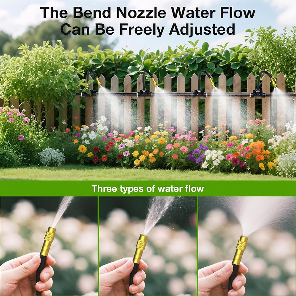 360° Free-bend Misting Nozzle 5-30m 1/4" 4/6mm Garden Misting Cooling System Adjustable Atomizer Sprayer Outdoor Watering Kits