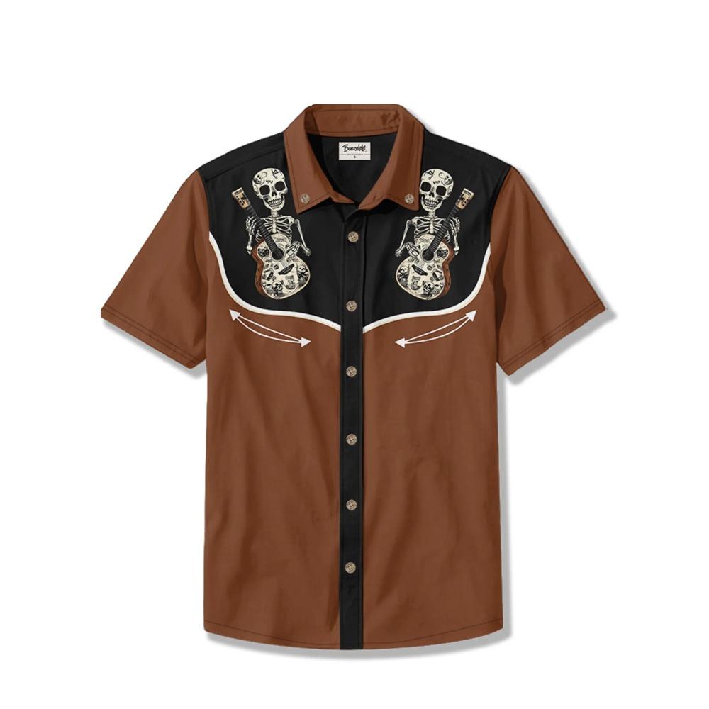 Men's Western Cowboy Style Short Sleeve Shirt Comfortable Breathable Summer Fashion Women's Shirt Top