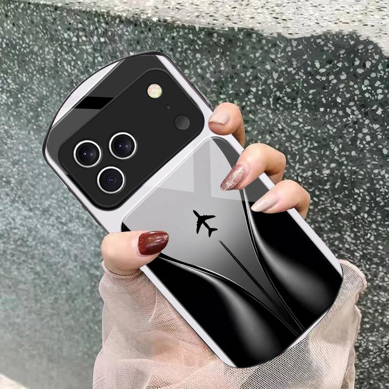 Aircraft in gradual flight For iPhone 17 16 15 14 Pro 13 Plus 12 mini 11 Pro Max XR X S 7 8 Elliptical Tempered Glass Phone Case