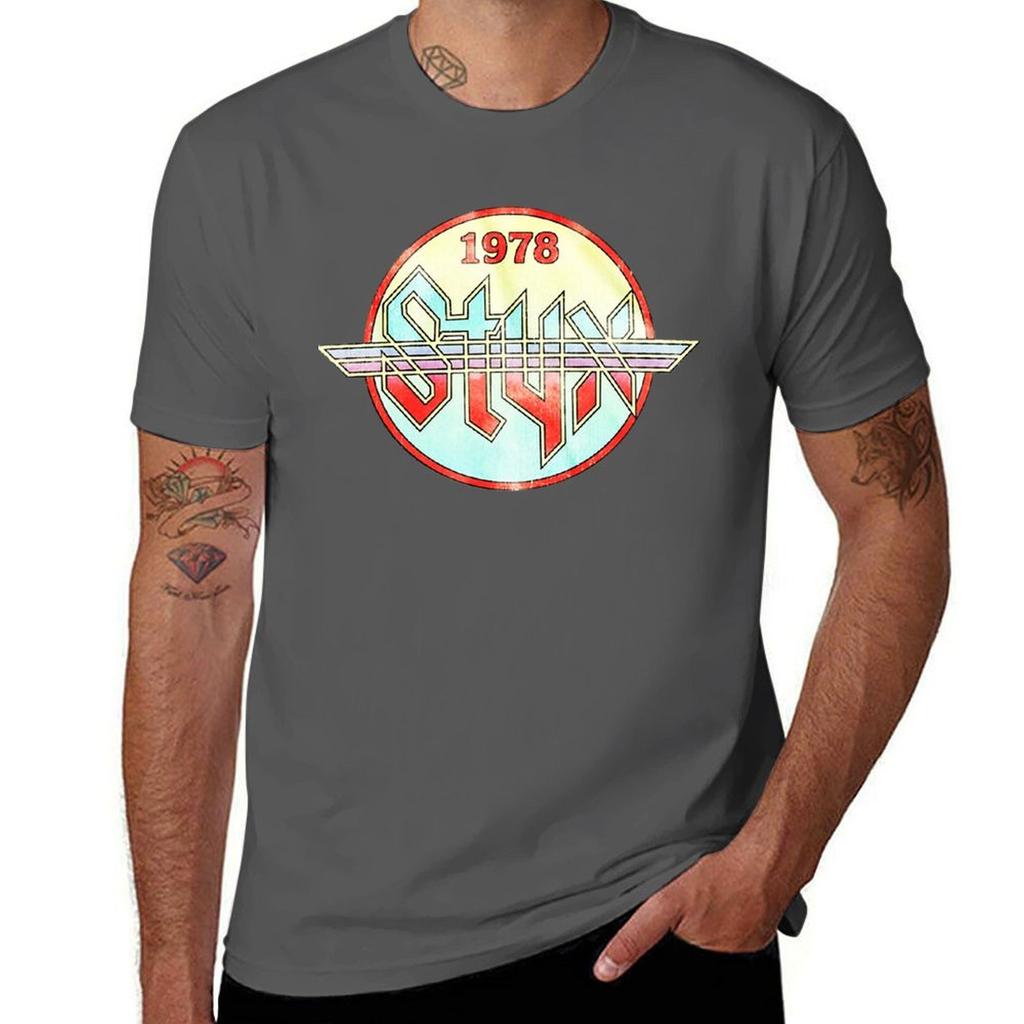 Styx Circle 1978 Weltkonzerttour Musik Amerikanisches T-Shirt Groß und Tall Locker geschnittenes T-Shirt