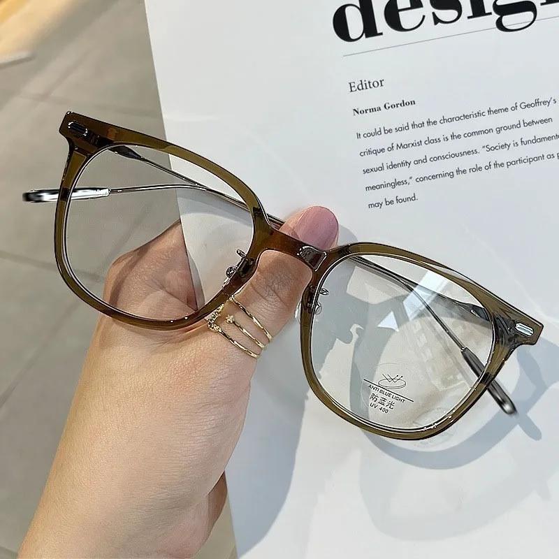 Square Vintage Big Frame Glasses Flat Computer Anti-blue Light Goggles Ladies Decorative Glasses