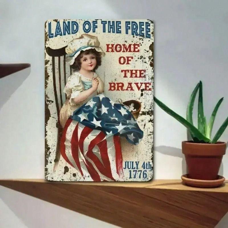 

Vintage Patriotic Tin Sign Metal Poster Wall Decor 8x12 Inch