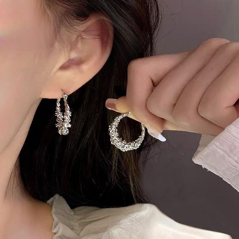 Luxury Large Exaggerated Diamond Hoop Earrings for Women - Cold Style Fashion Jewelry