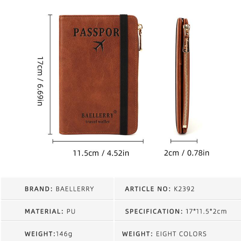 Baellerry Men and Women Short Purse Zipper Coin Purse Travel Wallet Passport Holder Unisex Card Holder