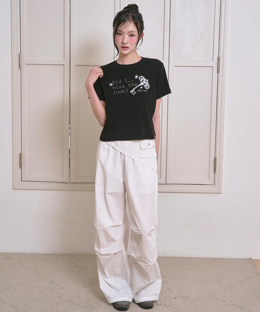 THE GREEN LAB Star Stud Belt Parachute Pants [White]