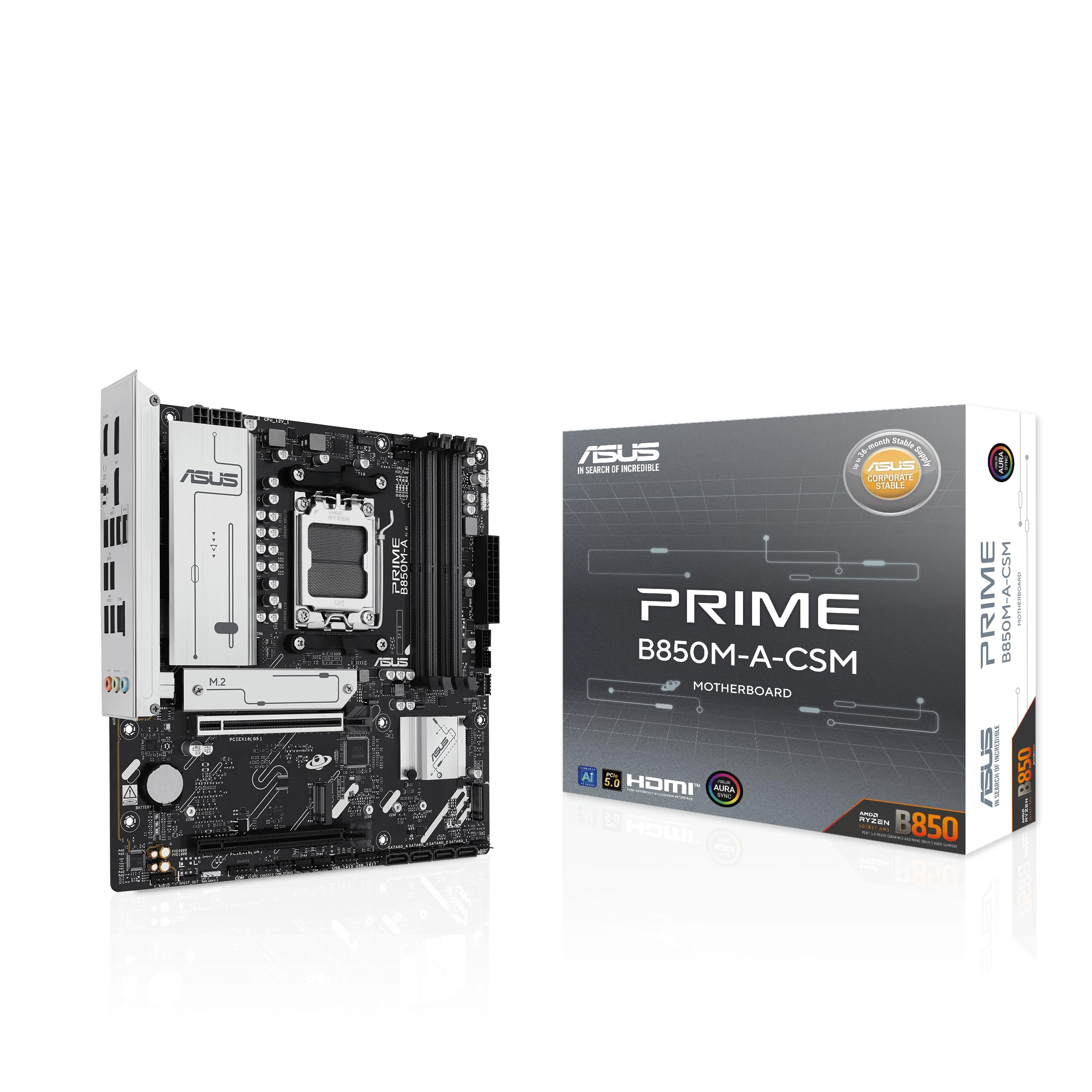 

ASUS AMD Ryzen 9000 Series Processor AM5 Compatible B850 Chipset DDR5 Micro ATX Motherboard PRIME Japanese B850M-A-CSM (Authorized Distributor)