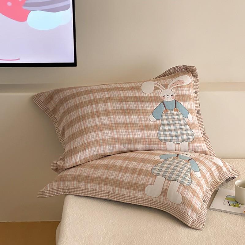 4-Layer Cotton Muslin Pillowcase Set Baby Mom 48x74cm 40s Pure Hypoallergenic Machine Washable