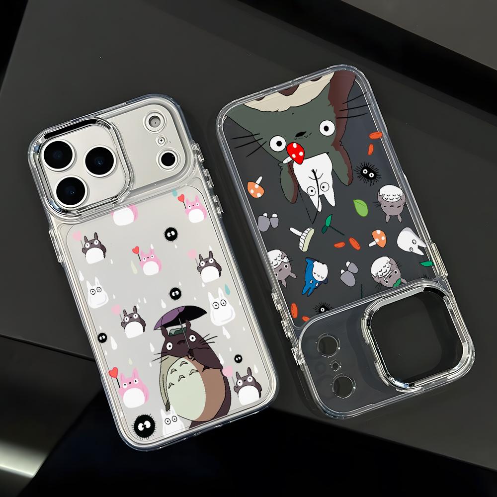 Cute Cartoon Totoros Phone Case for Apple iPhone 17 Air 16 16e 15 14 13 12 11 Pro Max X Xs XR 8 Plus Luxury Clear Cover