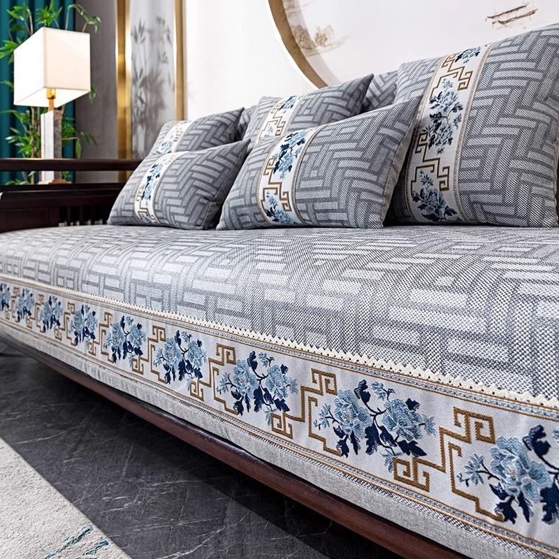 Sofa Cushion New Chinese High-End Non-Slip Cushion Rosewood Full Cover Cloth Four Seasons Universal Wooden Sofa Cover