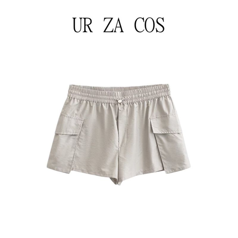 Fashion Style Summer Fashion Trends Stretch Pocket Decoration Tooling Style Gray Nylon Blend Shorts 7901437