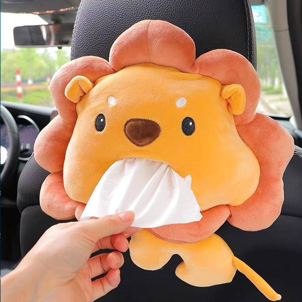 

Плюшевая коробка для салфеток в машину, мультяшный дизайн животных, универсальный держатель для салфеток для автомобильных аксессуаров, мягкий пушистый декор для автомобиля и дома lion