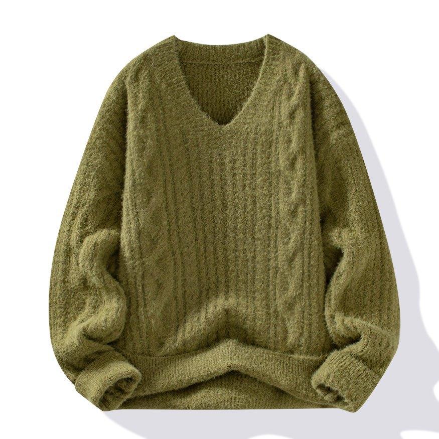 

Winter Women s Fashionable Trend Twisted-knitted Thick Warm and Comfortable Sweater M армия зеленый