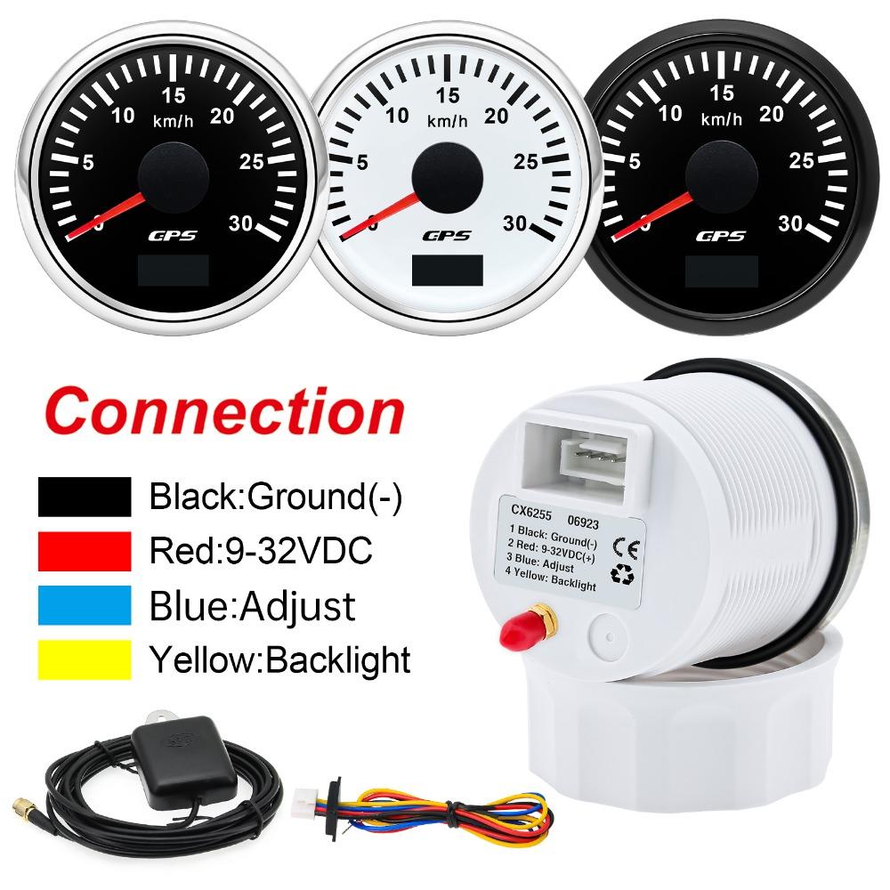 7 Color Backlight 52mm GPS Speedometer With Antenna 30/60/80/120/200 KMH Speed Meter Gauge For Car Marine Boat Odometer 12V 24V