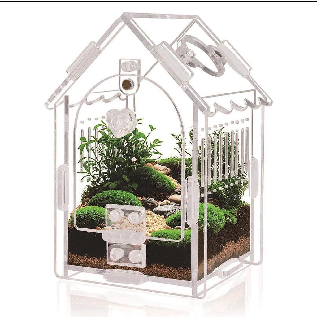 Small Reptile Enclosure Acrylic Spider Mantis Terrarium Sturdy Box with Slanted Roof Ventilation for Terrarium Accessories