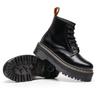 High Top Hard Leather Long Boots British Style Handmade Holes Thick Bottom Open Edge Bead Cowhide Short Boots Women's Height Increase
