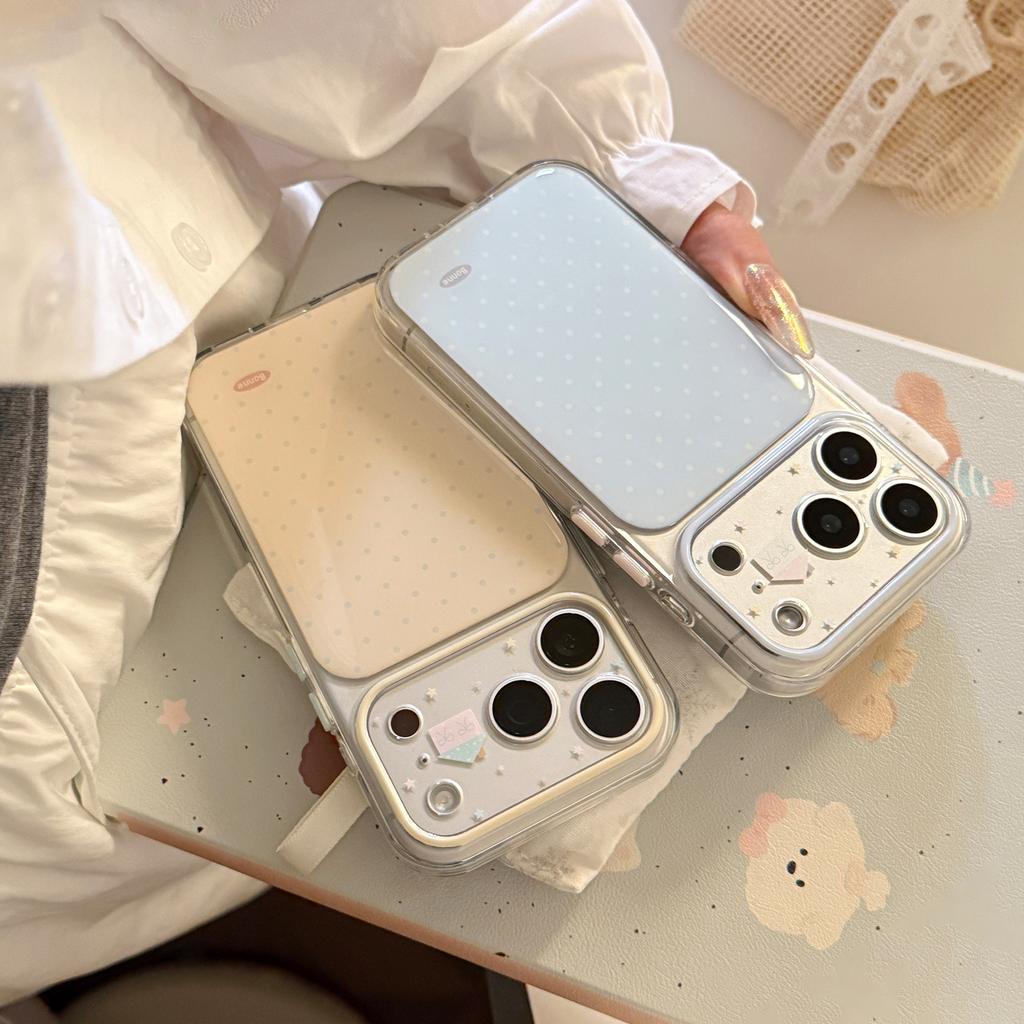 Korean-style polka dot house iPhone 17 Pro Max phone case, transparent for iPhone 16, full protection for iPhone 14, suitable for iPhone 15, cute