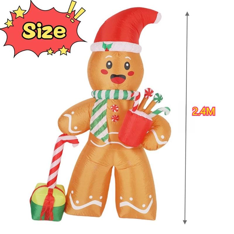 2025 2.4M Xmas Gingerbread Man Inflatable Christmas Model Giant Outdoor Party Decorations Large Inflatable Yard Christmas Decor