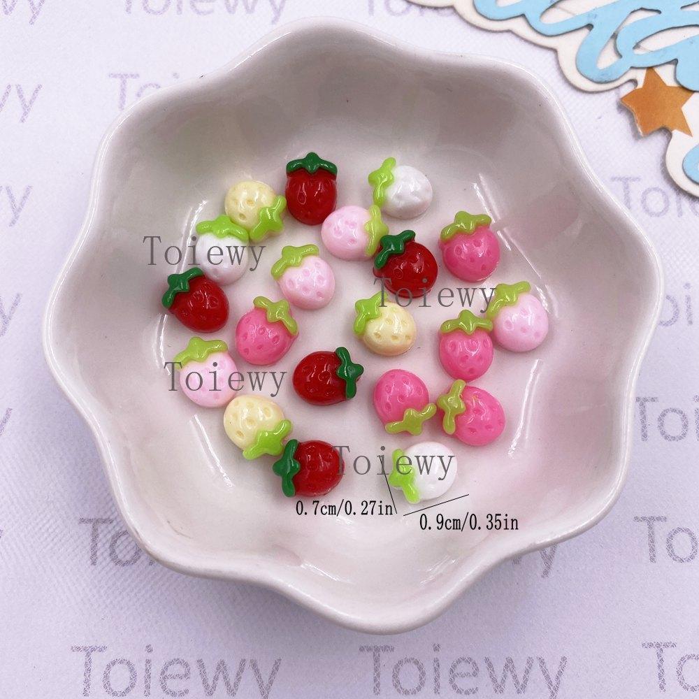 100pcs Resin Kawaii Mini Colorful Strawberry Art Nail Flatback Stone Applique DIY Scrapbook Earring Decor Accessories Crafts