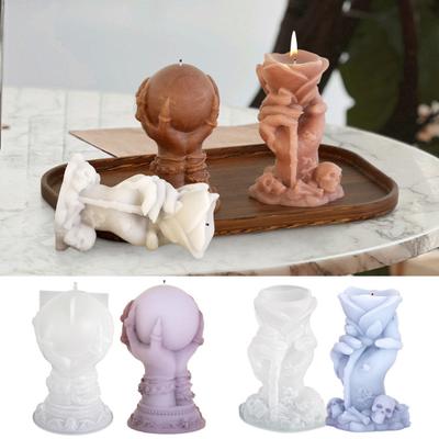 Large 3D Candle Mold Silicone Skeleton Hand Ball Mold Halloween Scene Decoration for DIY Crafts Aromatherapy Candle Soap