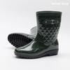 DeSire RoSe Women S gloSSy Belted Mid Calf Rain bootS