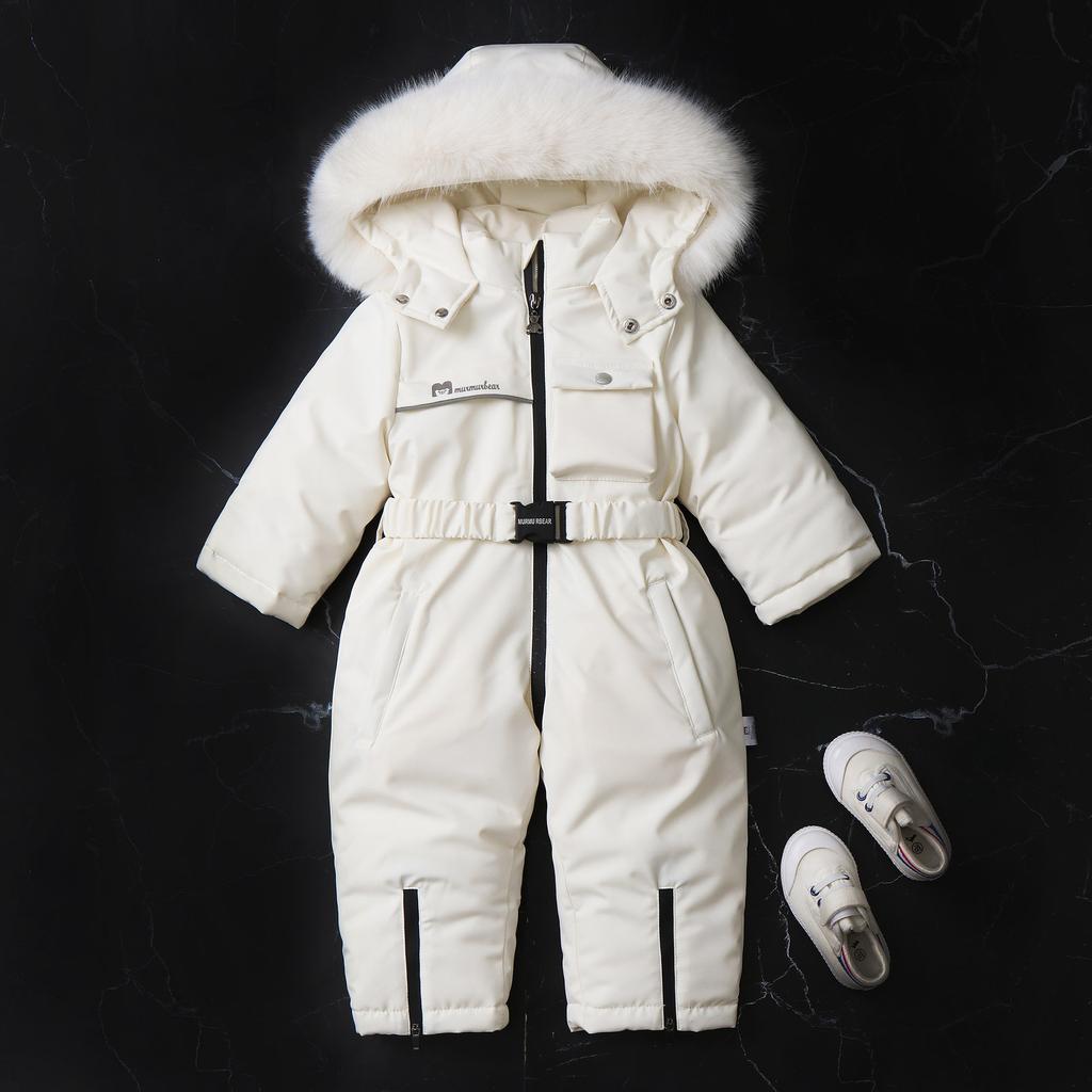 Costum de zăpadă pentru copii Copii mici Costum de zăpadă dintr-o bucată Costume de schi Fete și băieți Salopete impermeabile cu glugă Salopete de iarnă Jachete de snowboard calde Jachete de exterior