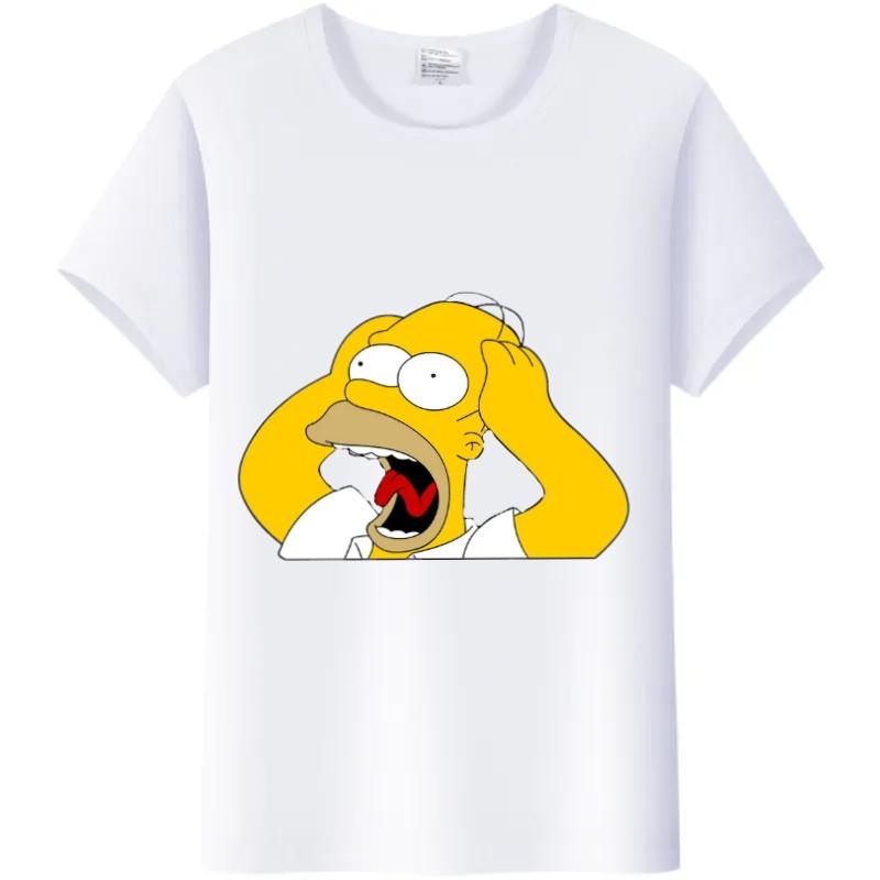 Fashion Cartoon Simpson Cotton Tshirt Summer Blouses Ladies Unisex White Tees Tops Short Sleeve Blouses Women Y2K Tshirt