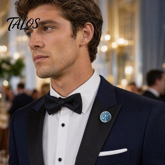 Cast Alloy Lapel Pin Vintage Embossed Pattern Pin, Zinc Suit Polished Edge Metal Button Collar for Men Formal Corsage Coat Decoration 3D