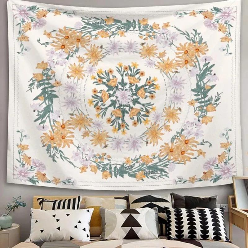 Simple Floral Pattern Tapestry Bedroom Living Room Tapestry Home Wall Decoration Tapestry