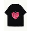White Oversized T-Shirt With Heart Pattern For Casual Wear