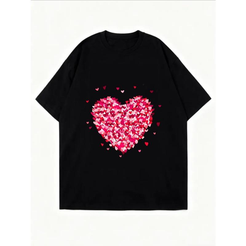White Oversized T-Shirt With Heart Pattern For Casual Wear