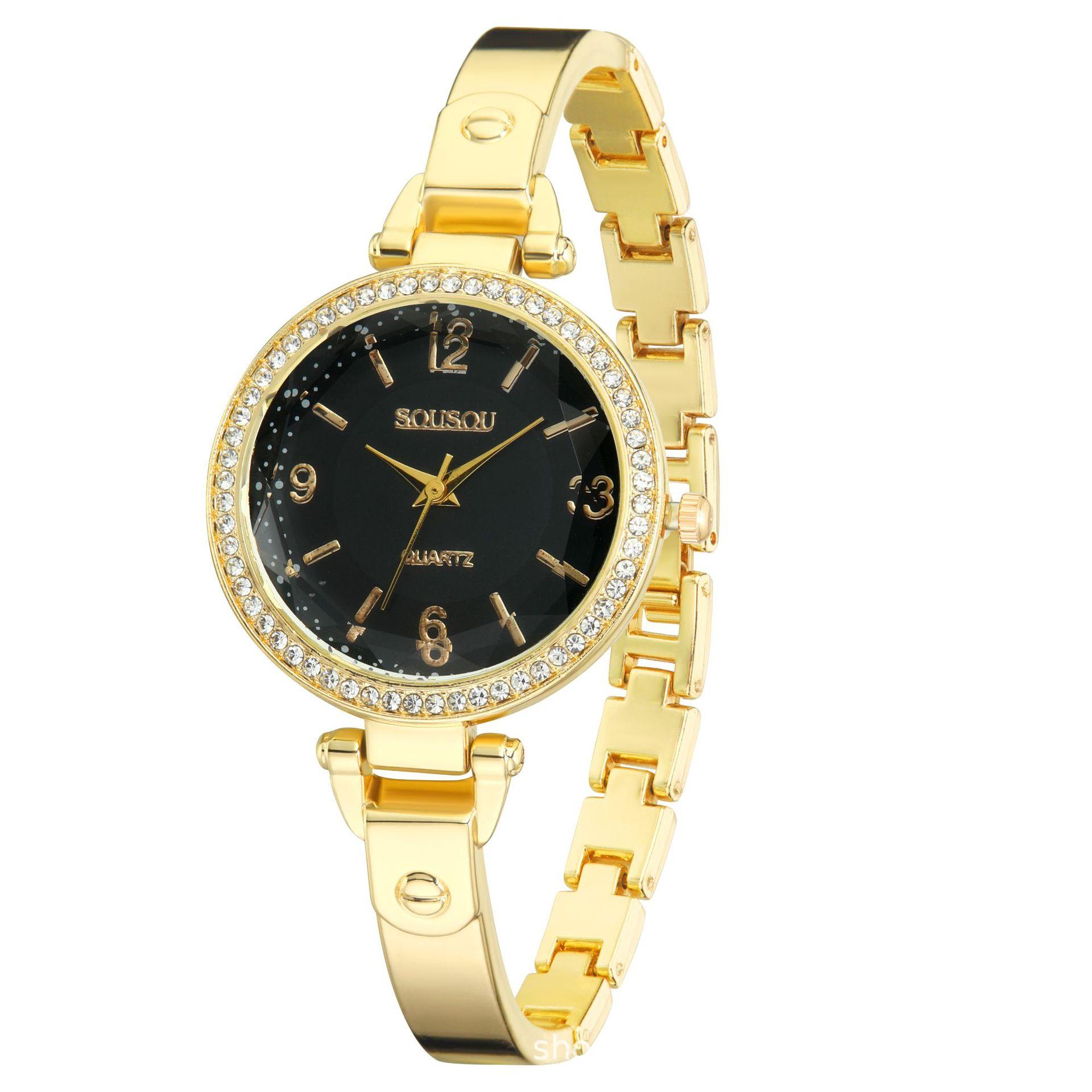 

Women Wristwatch Round Rhinestone Quartz Watch Bracelet Watches Party Office Christmas Gifts