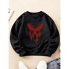 Kids Crewneck Sweatshirt, Cool Fun Red Butterfly Dark Aesthetic Print Long Sleeve Top
