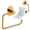 Toilet Paper Holder for Toilet, Wall-mounted, Self-adhesive, Screw-on, Gold