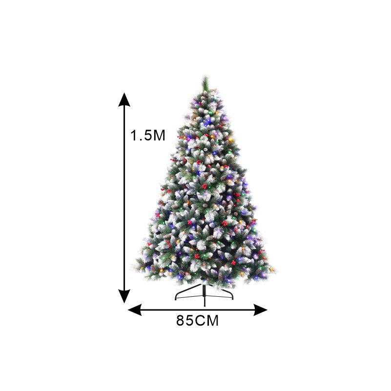 Eco-friendly Flame-retardant Christmas Tree with Red Berries and White Greenery