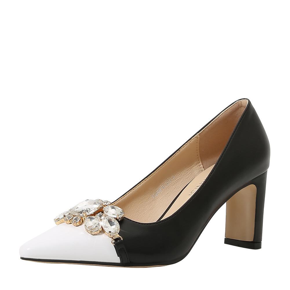 

New temperament white college style Muse fan sweet spring and summer new thick heel medium heel single shoes 46 чёрный