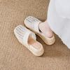 Baotou Summer Thick-soled Wedge Heels Women's Shoes with Perforated Mesh Half Slippers